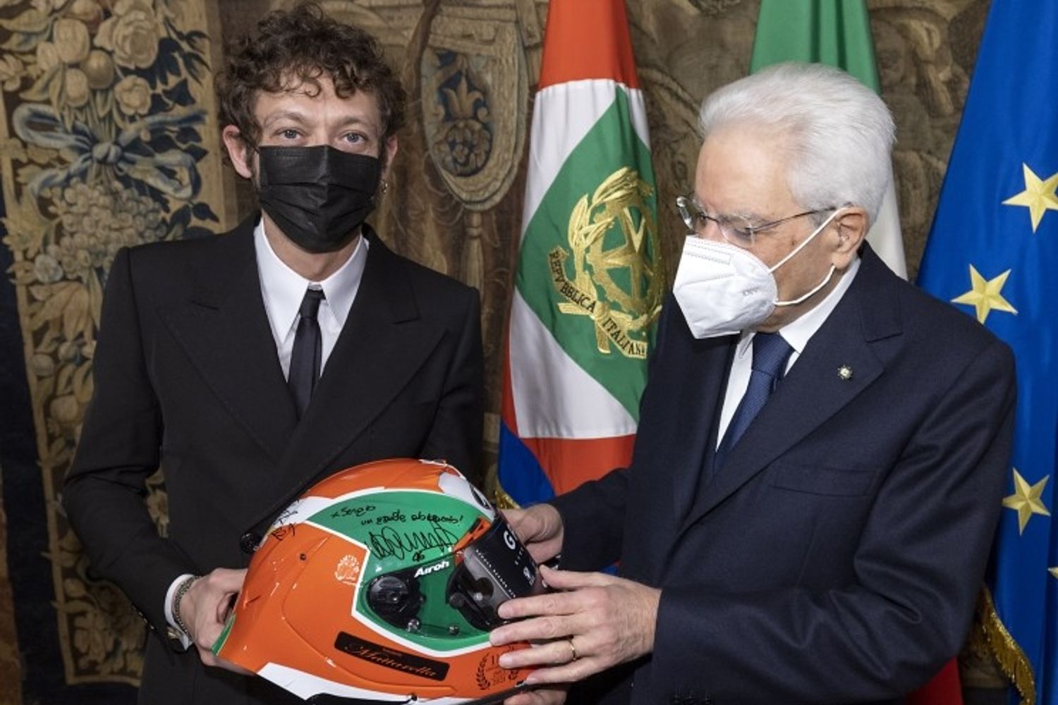 Il Capo dello Stato Sergio Mattarella e Valentino Rossi al Quirinale&nbsp;