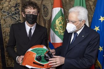 Il Capo dello Stato Sergio Mattarella e Valentino Rossi al Quirinale&nbsp;