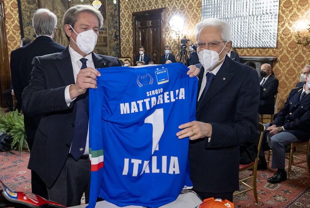 Il Presidente Sergio Mattarella con Giovanni Copioli, Presidente di Federmoto&nbsp;