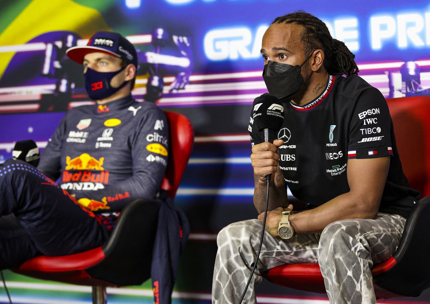 Max Verstappen e Lewis Hamilton