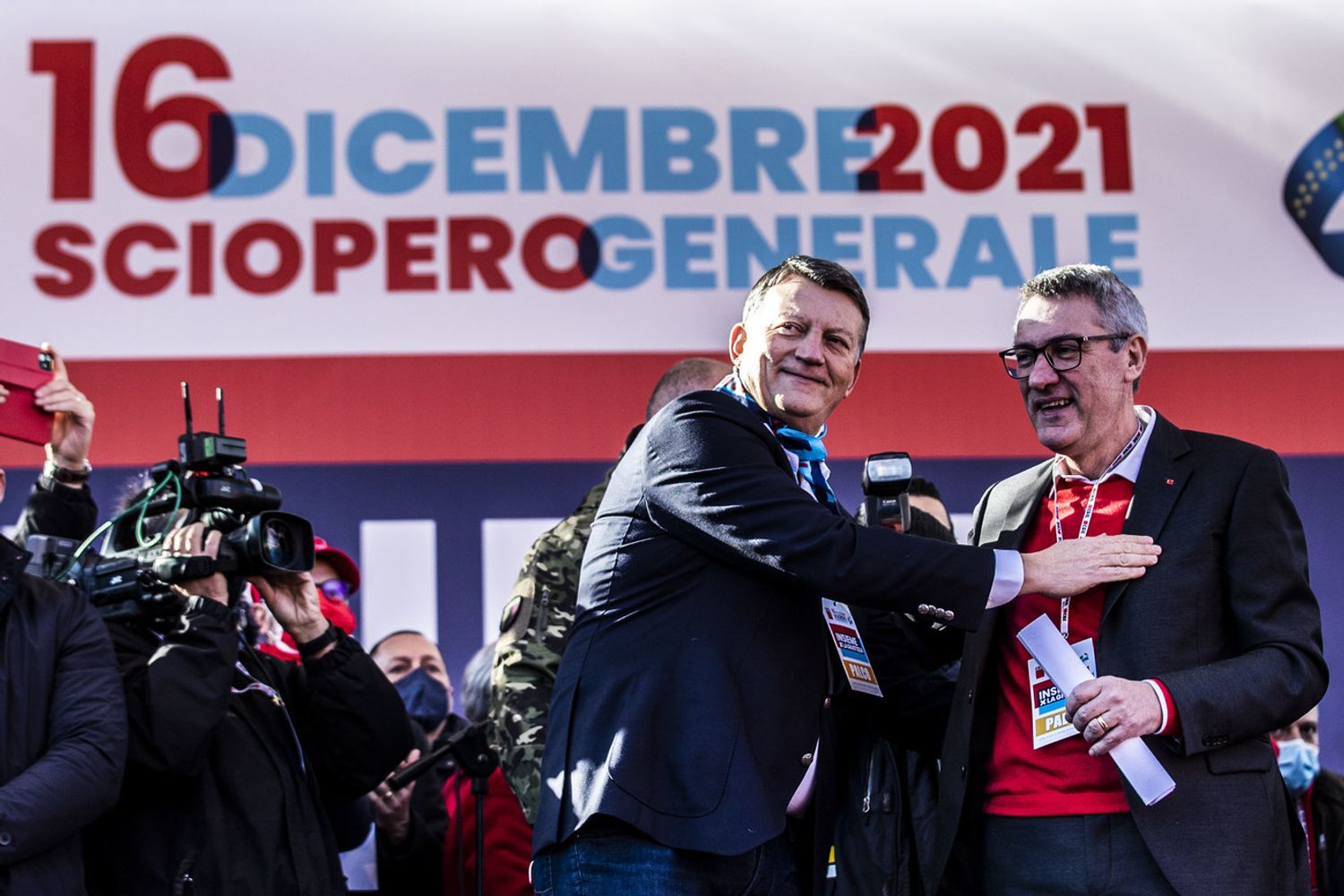 I leader della Uil e della Cgil Pierpaolo Bombardieri e Maurizio Landini &nbsp;