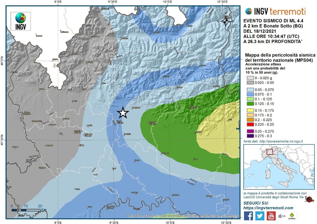 Terremoto in provincia di Bergamo&nbsp;