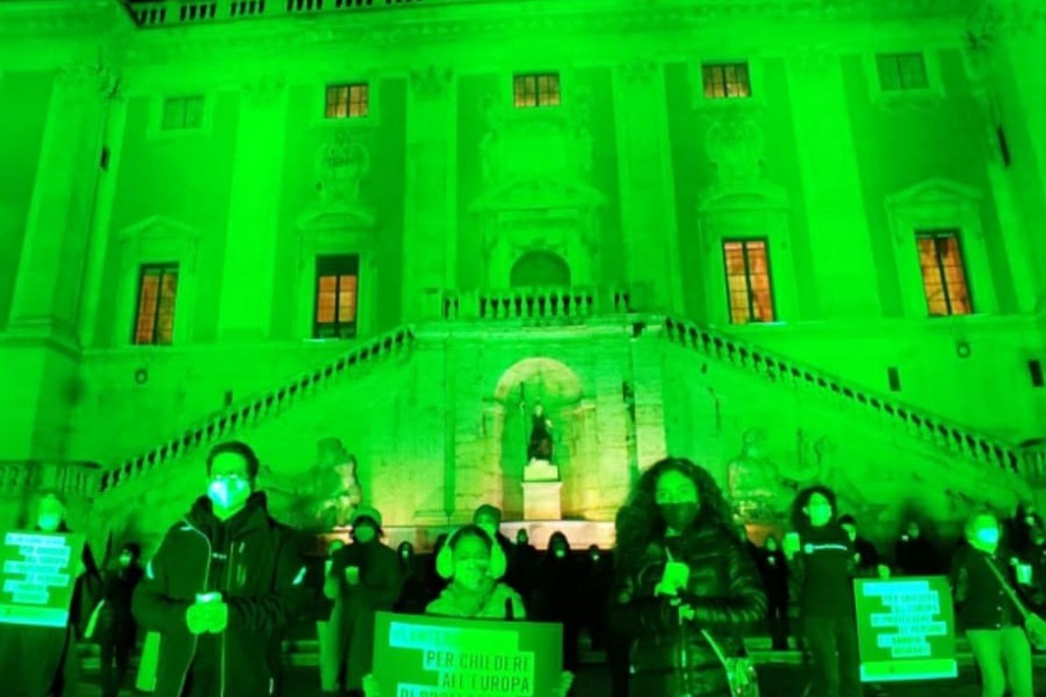 Il Campidoglio illuminato di verde&nbsp;