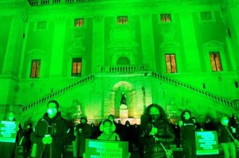 Il Campidoglio illuminato di verde&nbsp;
