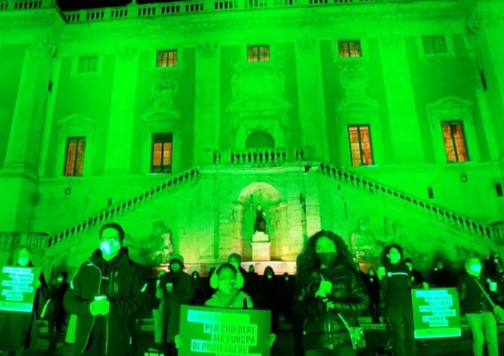 Il Campidoglio illuminato di verde&nbsp;