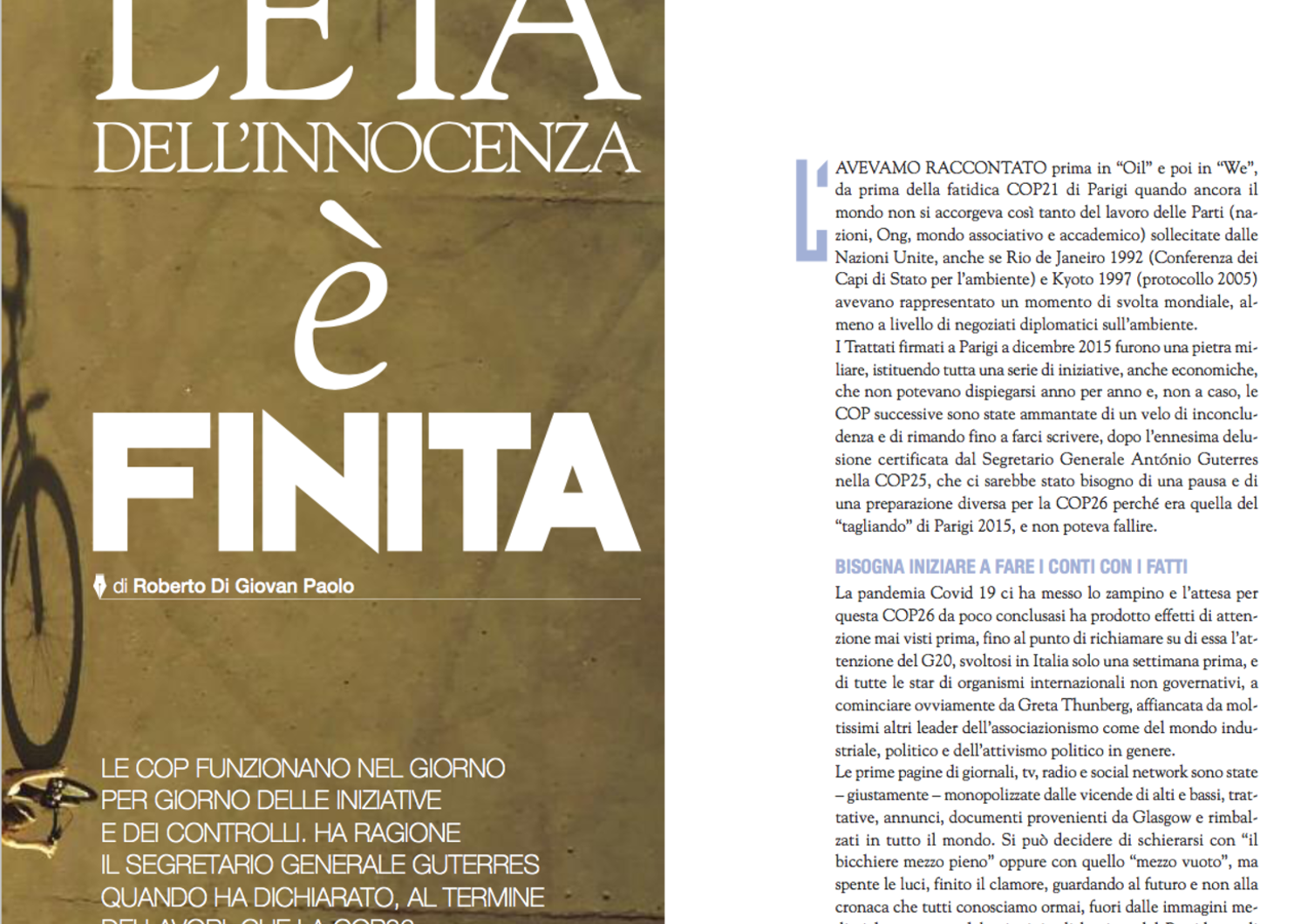 cop26 cambiamenti climatici articolo di giovan paolo
