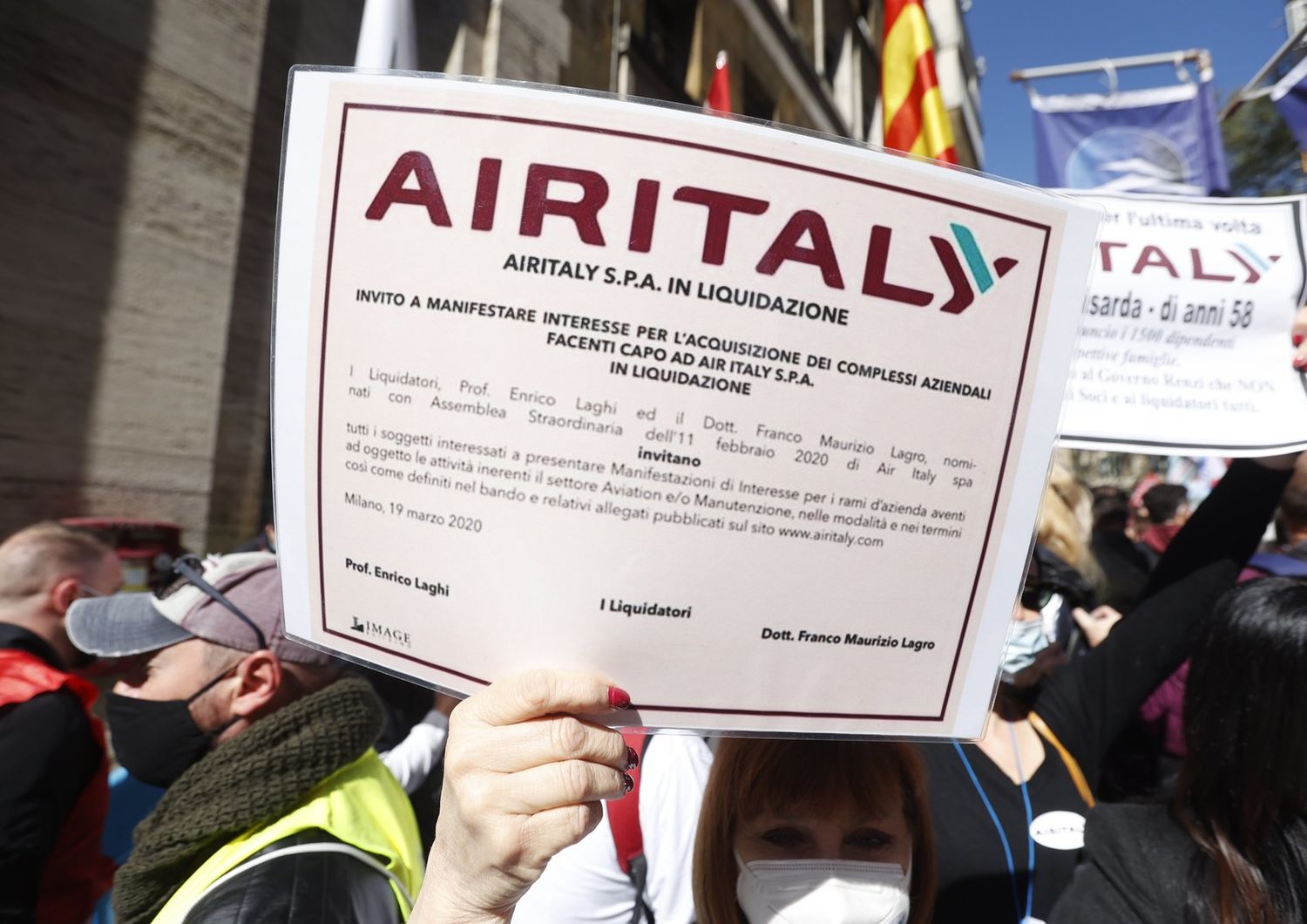 Manifestazione dei lavoratori di Air Italy&nbsp;