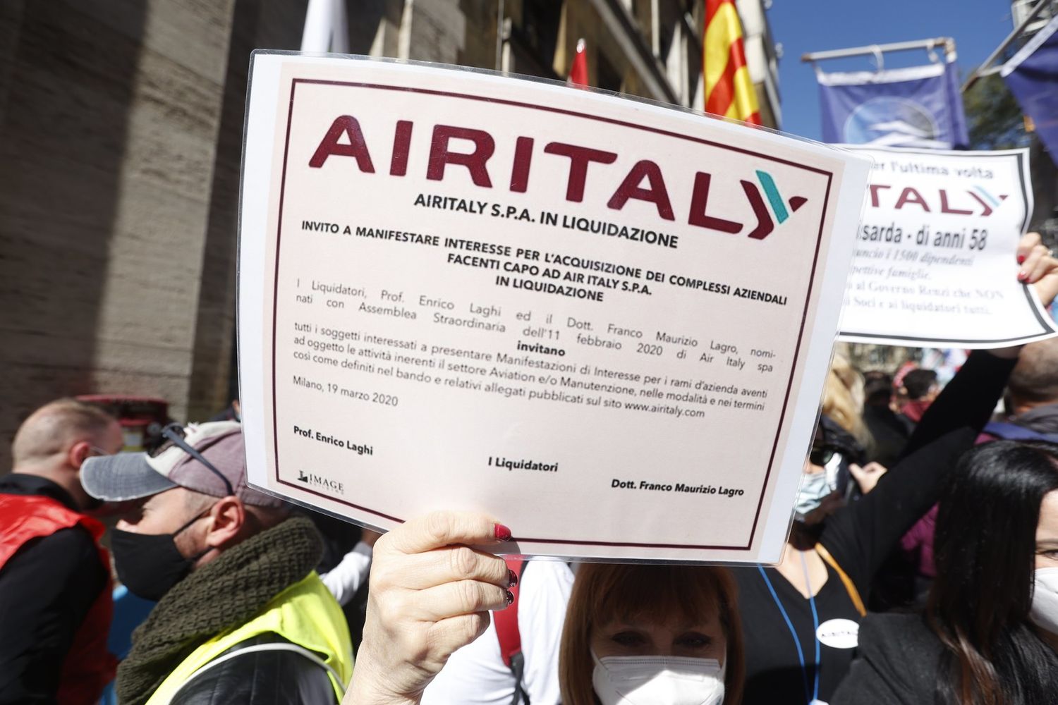 Manifestazione dei lavoratori di Air Italy&nbsp;