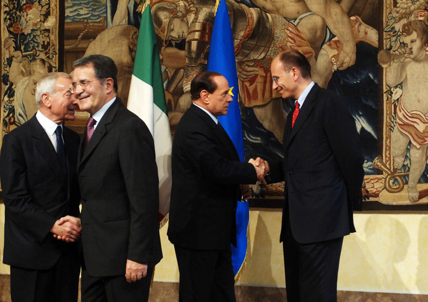 Enrico Letta e Silvio Berlusconi nel 2008