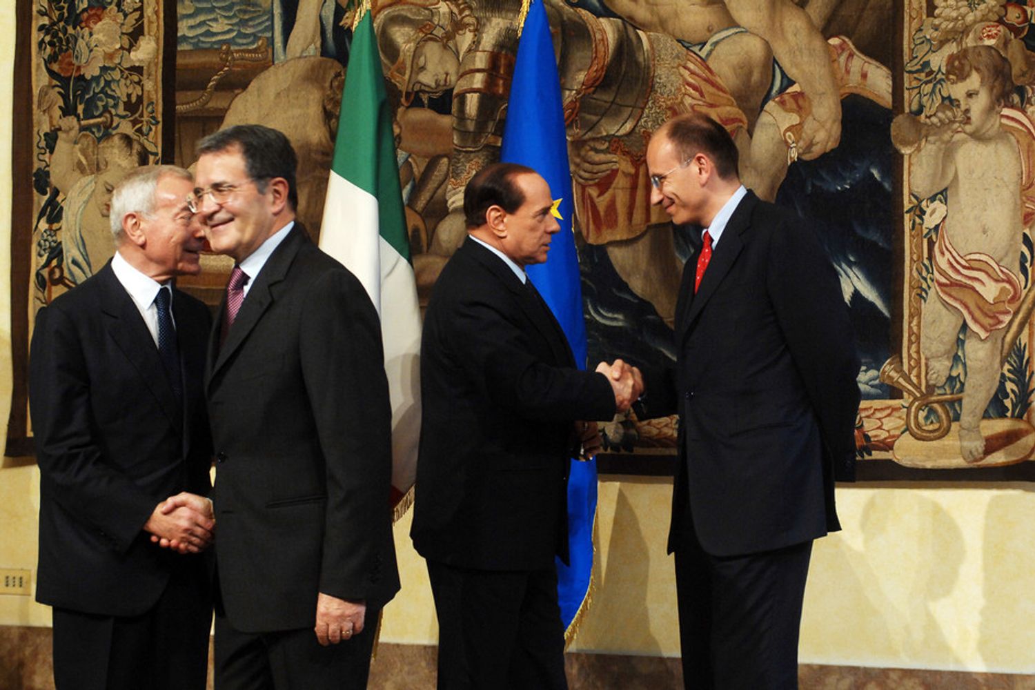 Enrico Letta e Silvio Berlusconi nel 2008