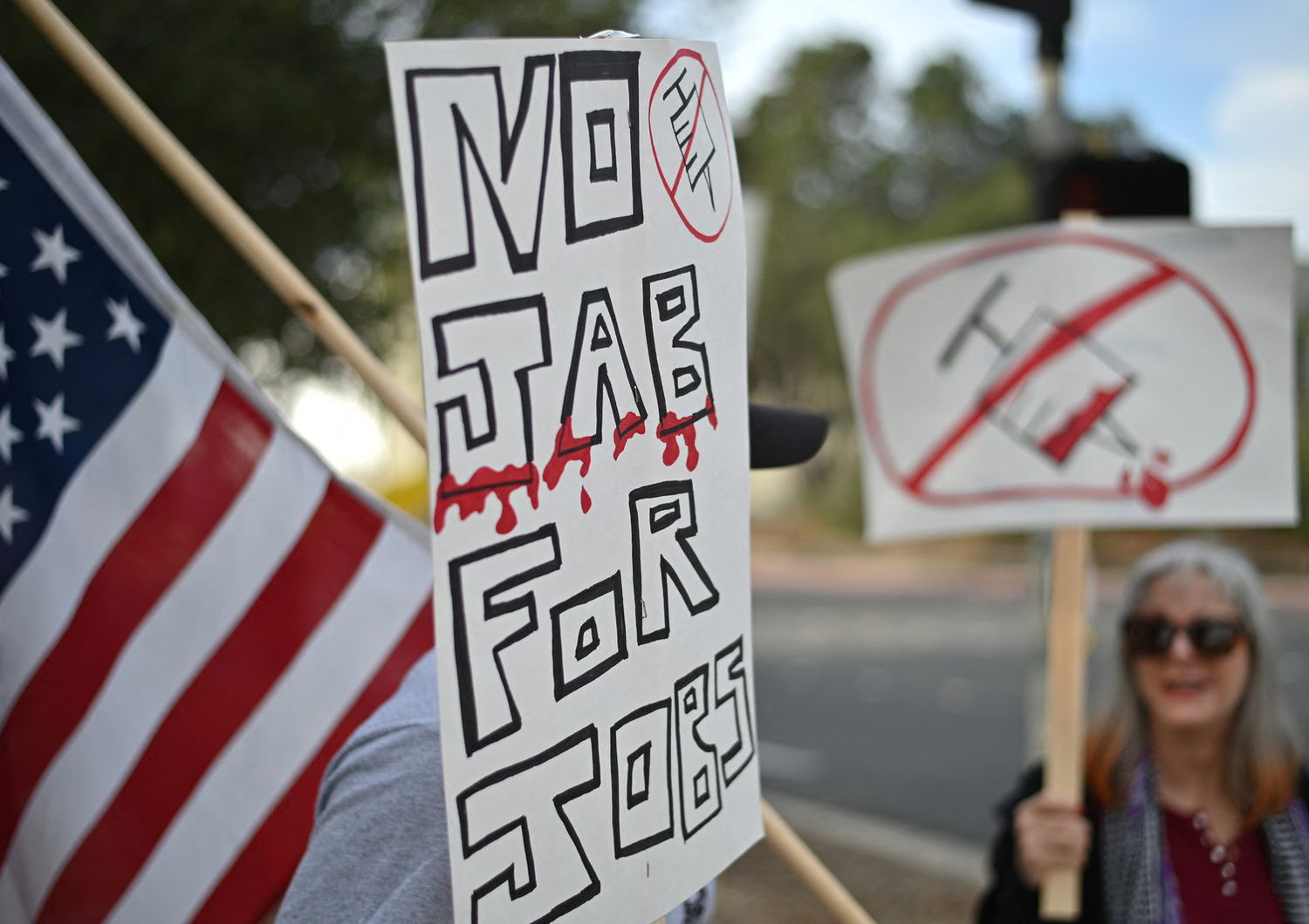 Proteste contro l'obbligo del vaccino sul lavoro negli Usa&nbsp;