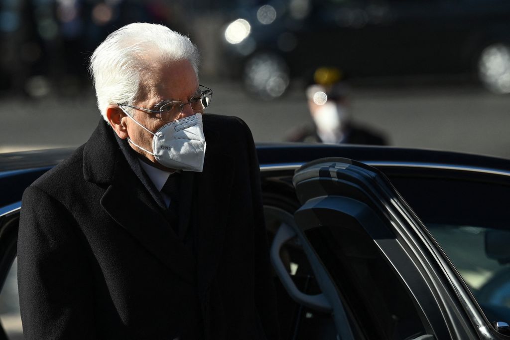 Il presidente Sergio Mattarella ai funerali di Stato di Sassoli