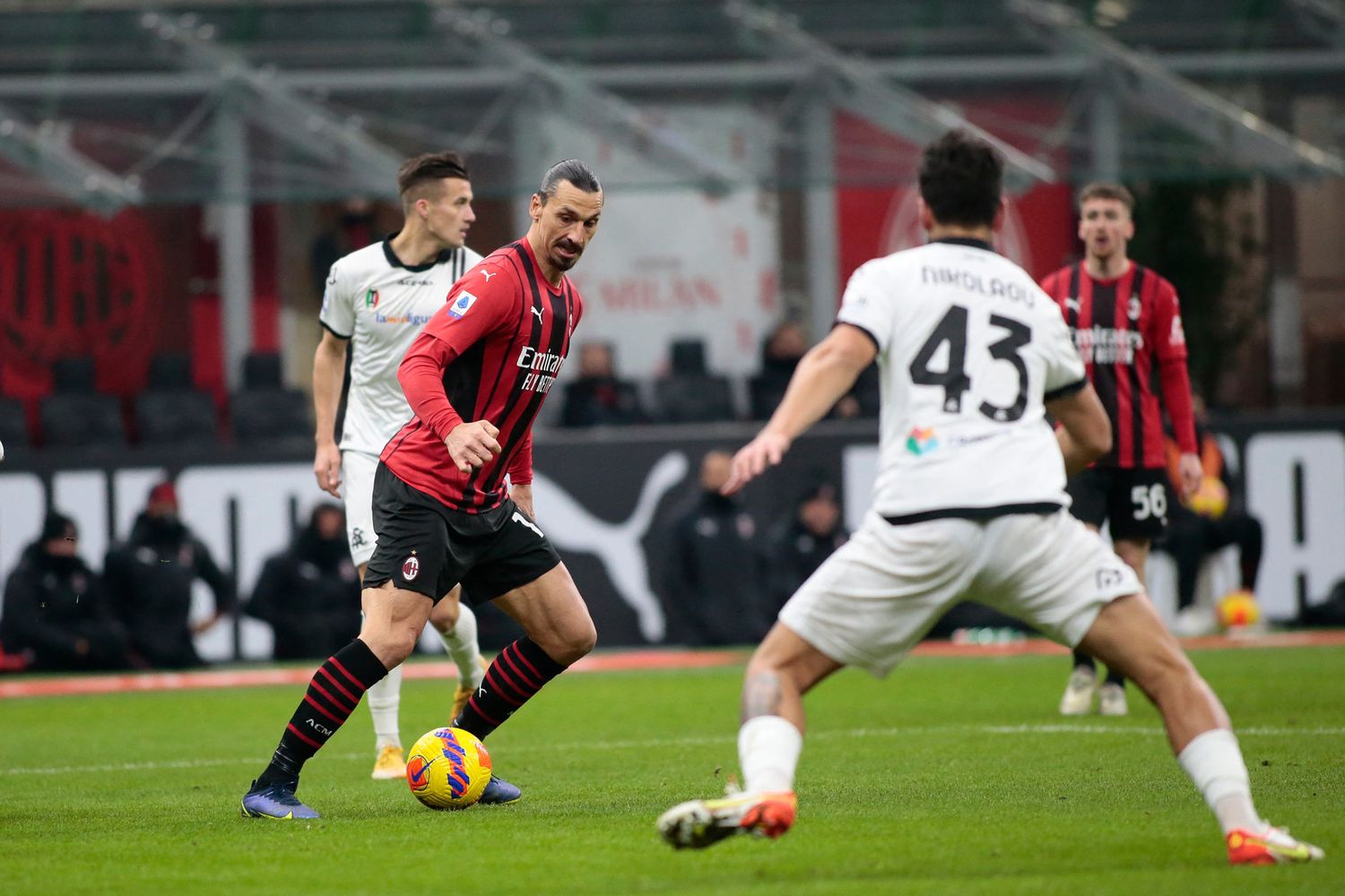 Zlatan Ibrahimovic nel corso della partita MIlan-Spezia&nbsp;
