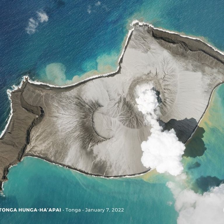 Immagine satellitare dell'eruzione vulcanica di Tonga&nbsp;