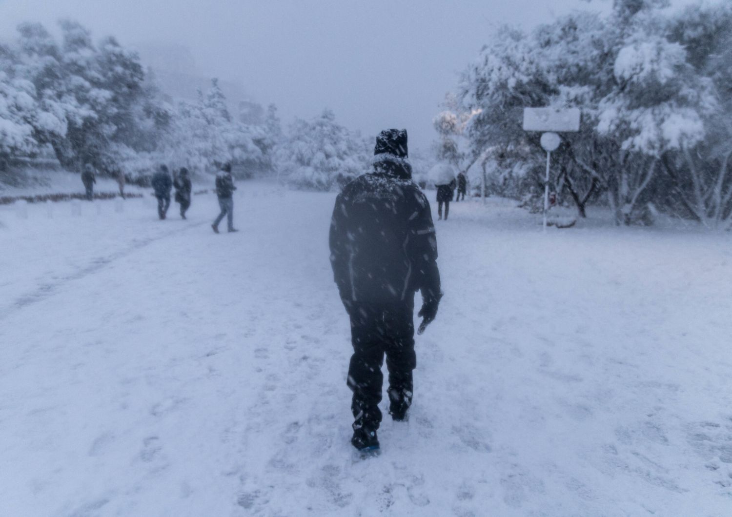 La nevicata nel centro di Atene&nbsp;