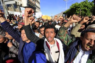 I sostenitori dei ribelli Houthi in una manifestazione in Yemen&nbsp;