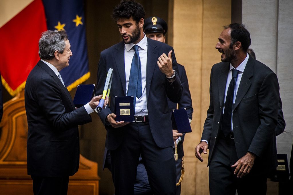 Mario Draghi, Matteo Berrettini e Vincenzo Santopadre