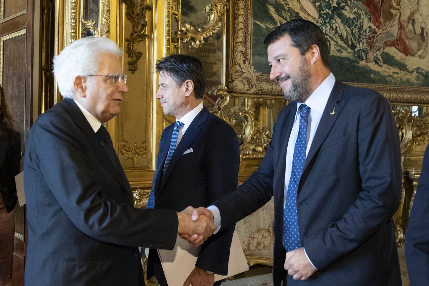 Il presidente della repubblica Sergio Mattarella e il segretario della Lega Matteo Salvini&nbsp;