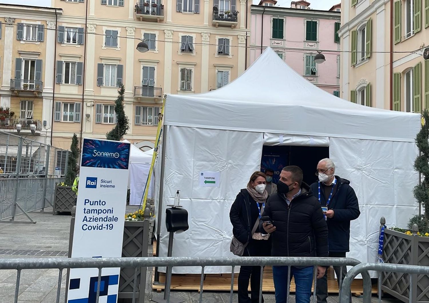 La postazione tamponi al Festival di Sanremo