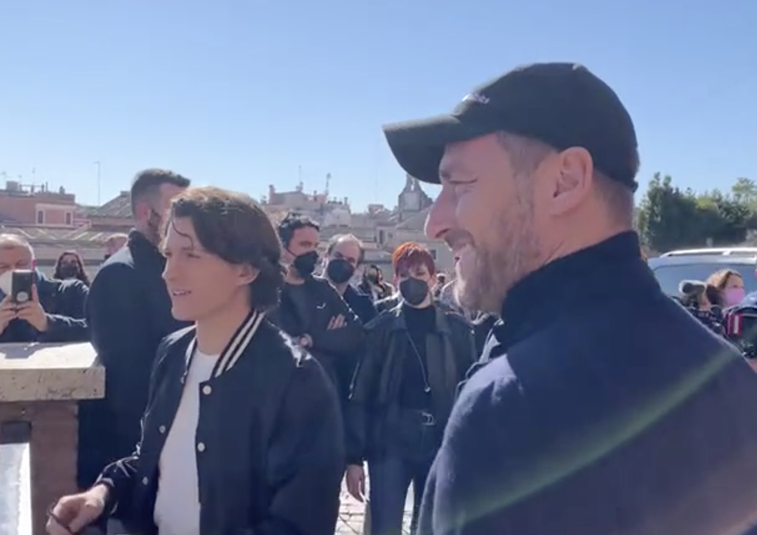 Tom Holland e Francesco Totti al Campidoglio