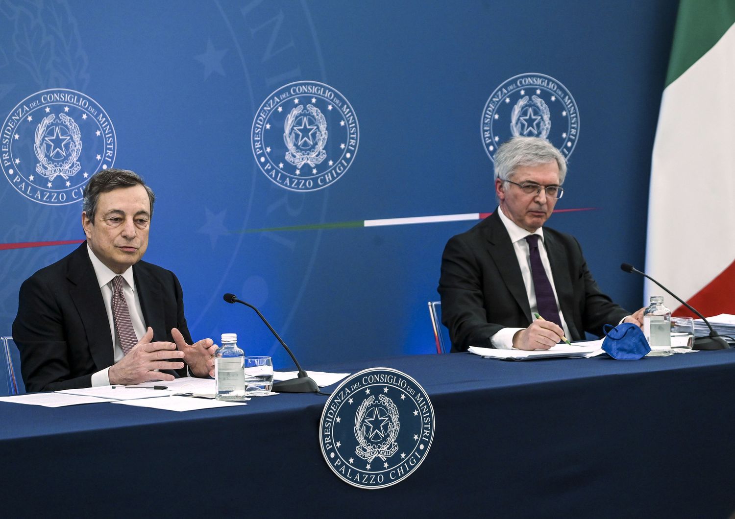 Il presidente del Consiglio Mario Draghi e il ministro dell'Economia Daniele Franco&nbsp;