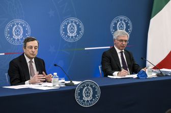 Il presidente del Consiglio Mario Draghi e il ministro dell'Economia Daniele Franco&nbsp;