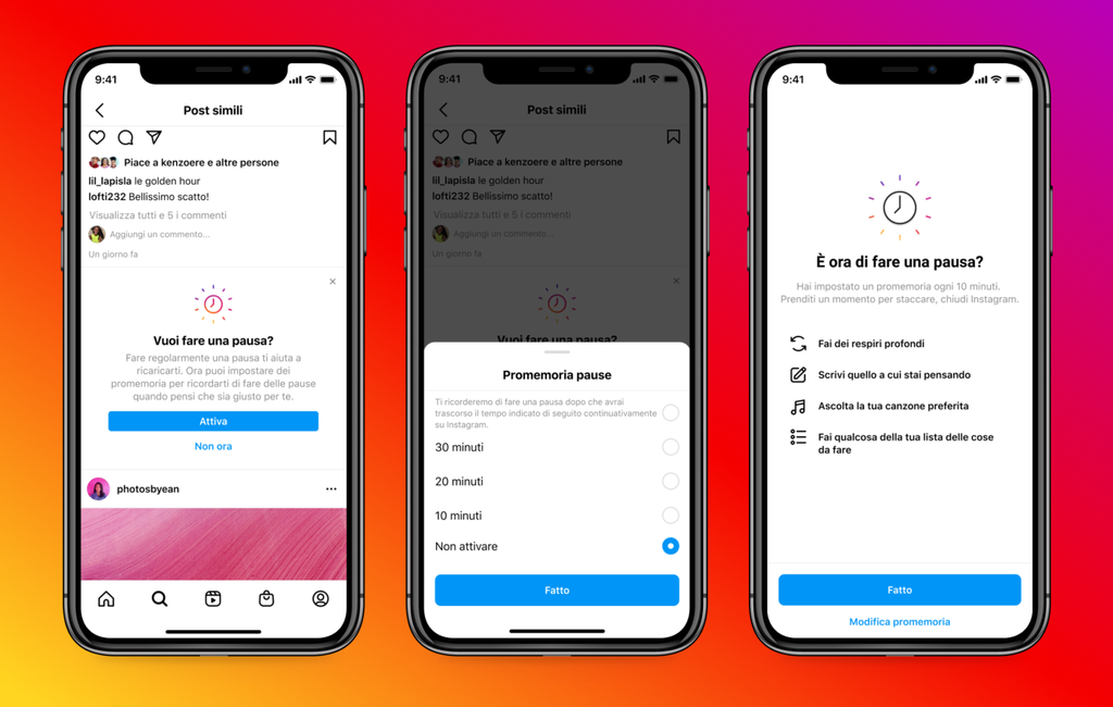 prenditi una pausa, Instagram&nbsp;