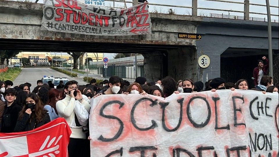 La protesta degli studenti a Napoli&nbsp;