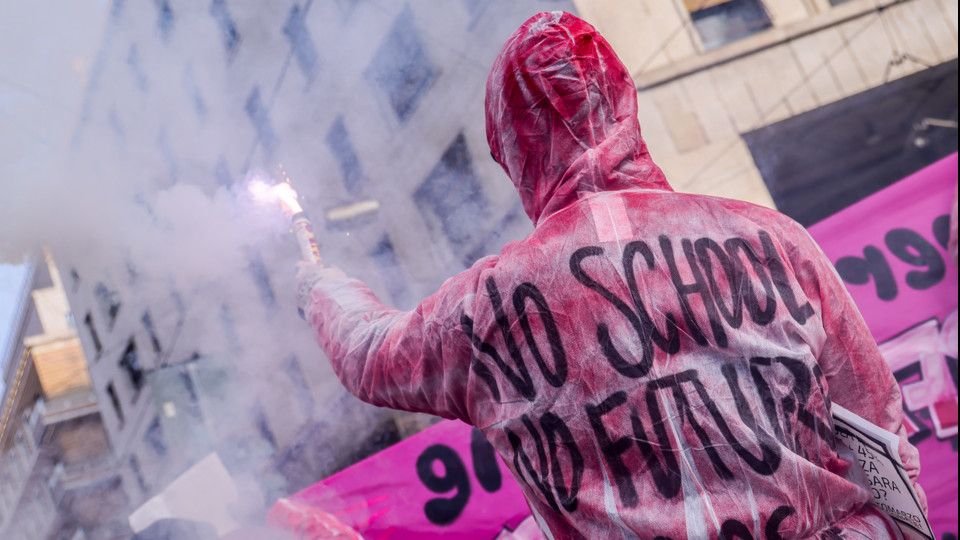 La manifestazione degli studenti a Milano&nbsp;