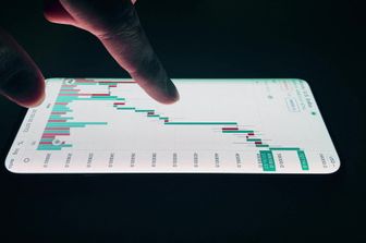 Un grafico rappresenta l'andamento di bitcoin
