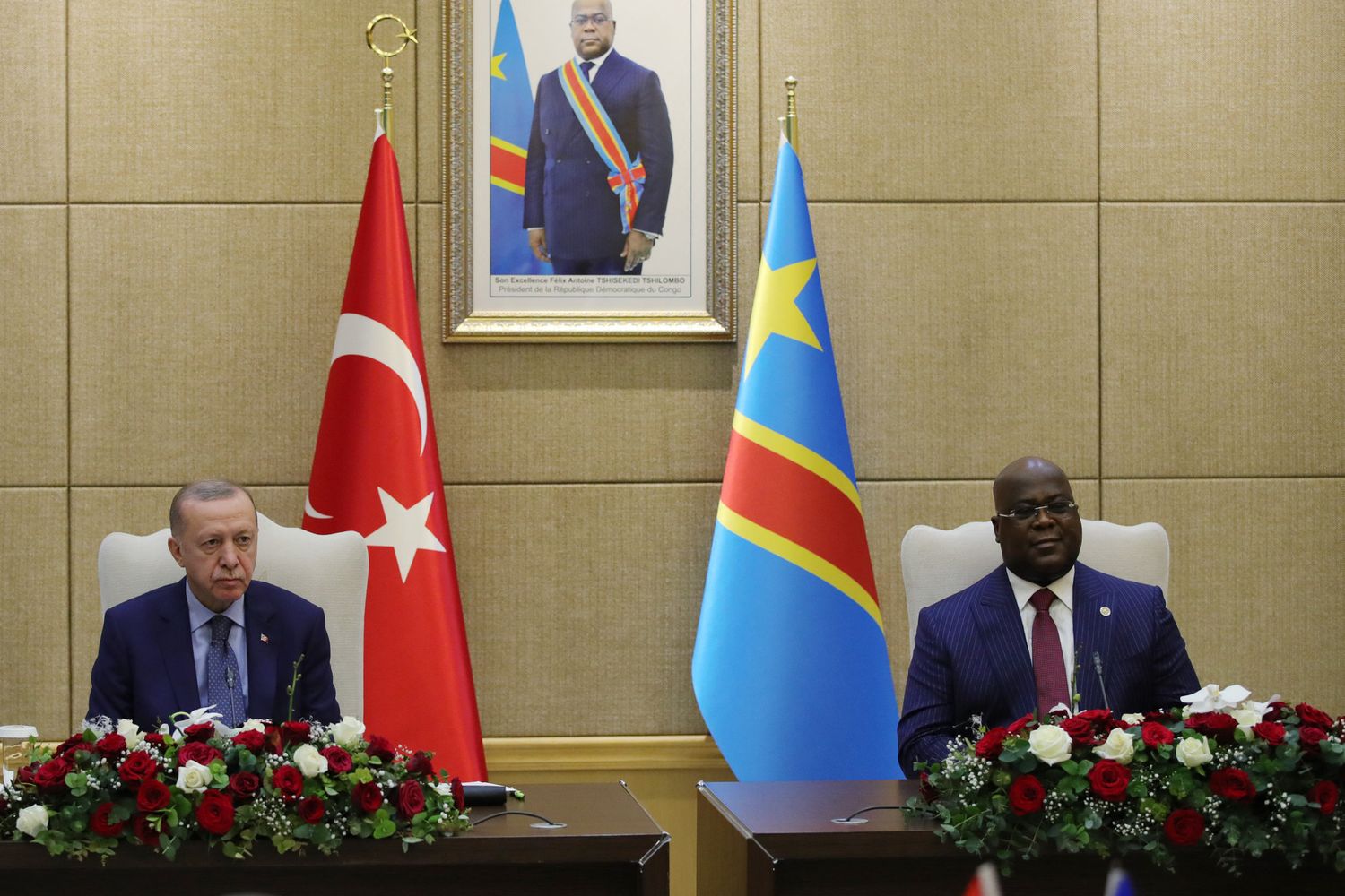 Il presidente turco Erdogan con il suo omologo della RdC, Felix Tshisekedi&nbsp;