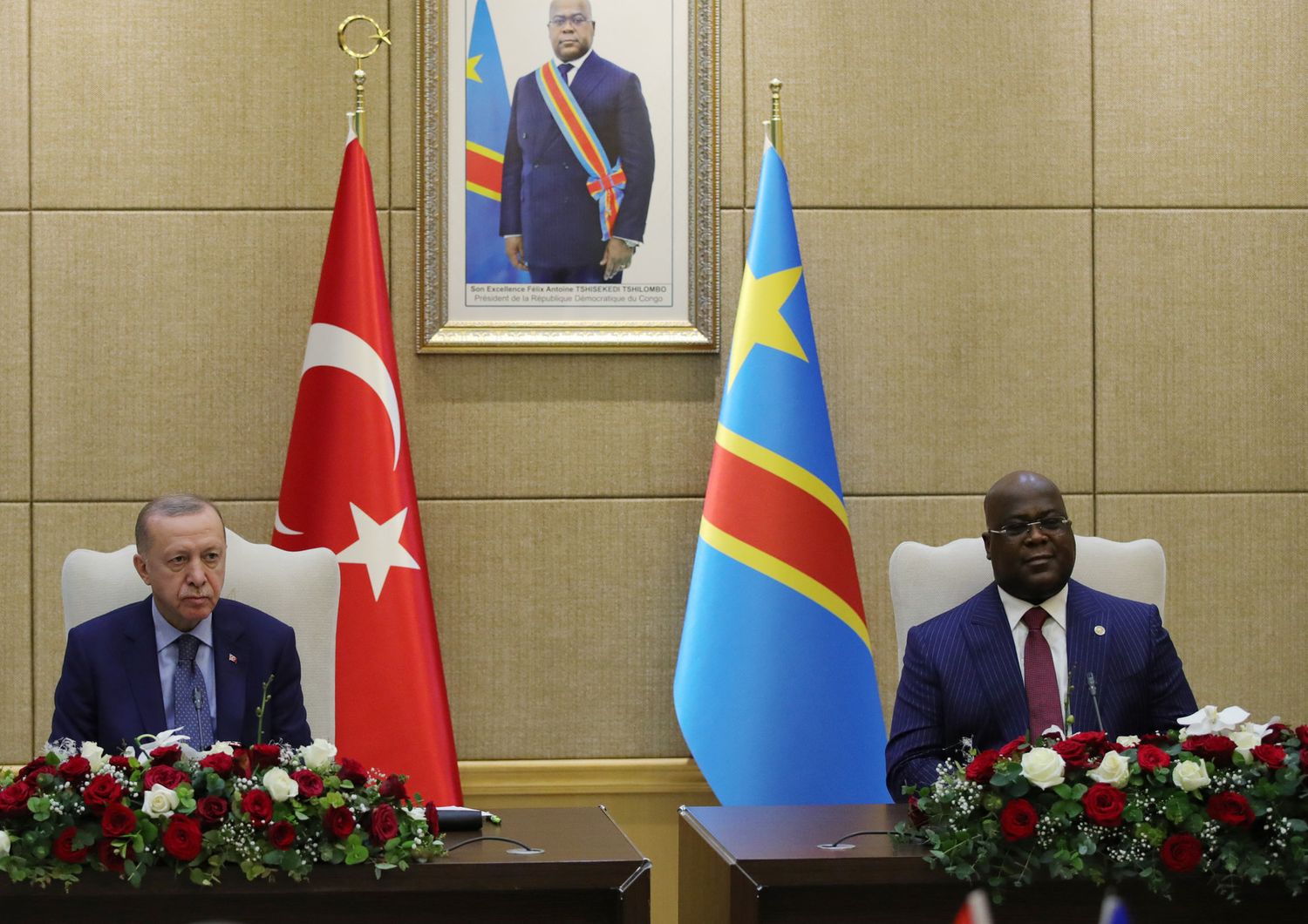 Il presidente turco Erdogan con il suo omologo della RdC, Felix Tshisekedi&nbsp;