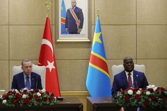 Il presidente turco Erdogan con il suo omologo della RdC, Felix Tshisekedi&nbsp;