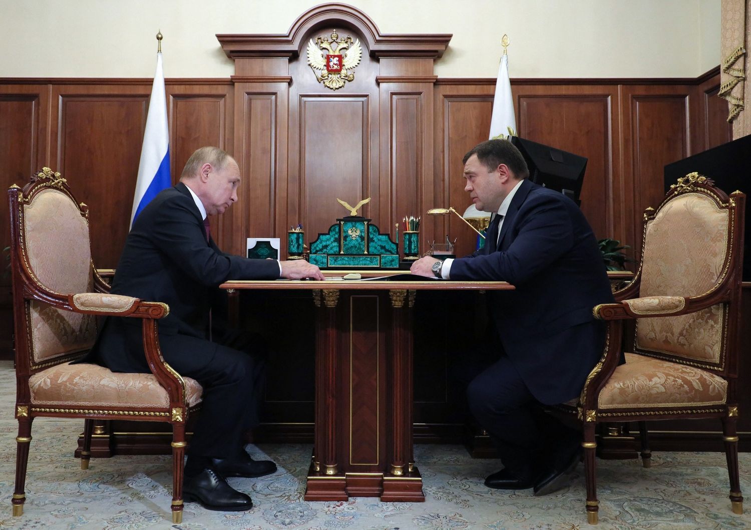 Putin con Freskov, presidente della banca Psb