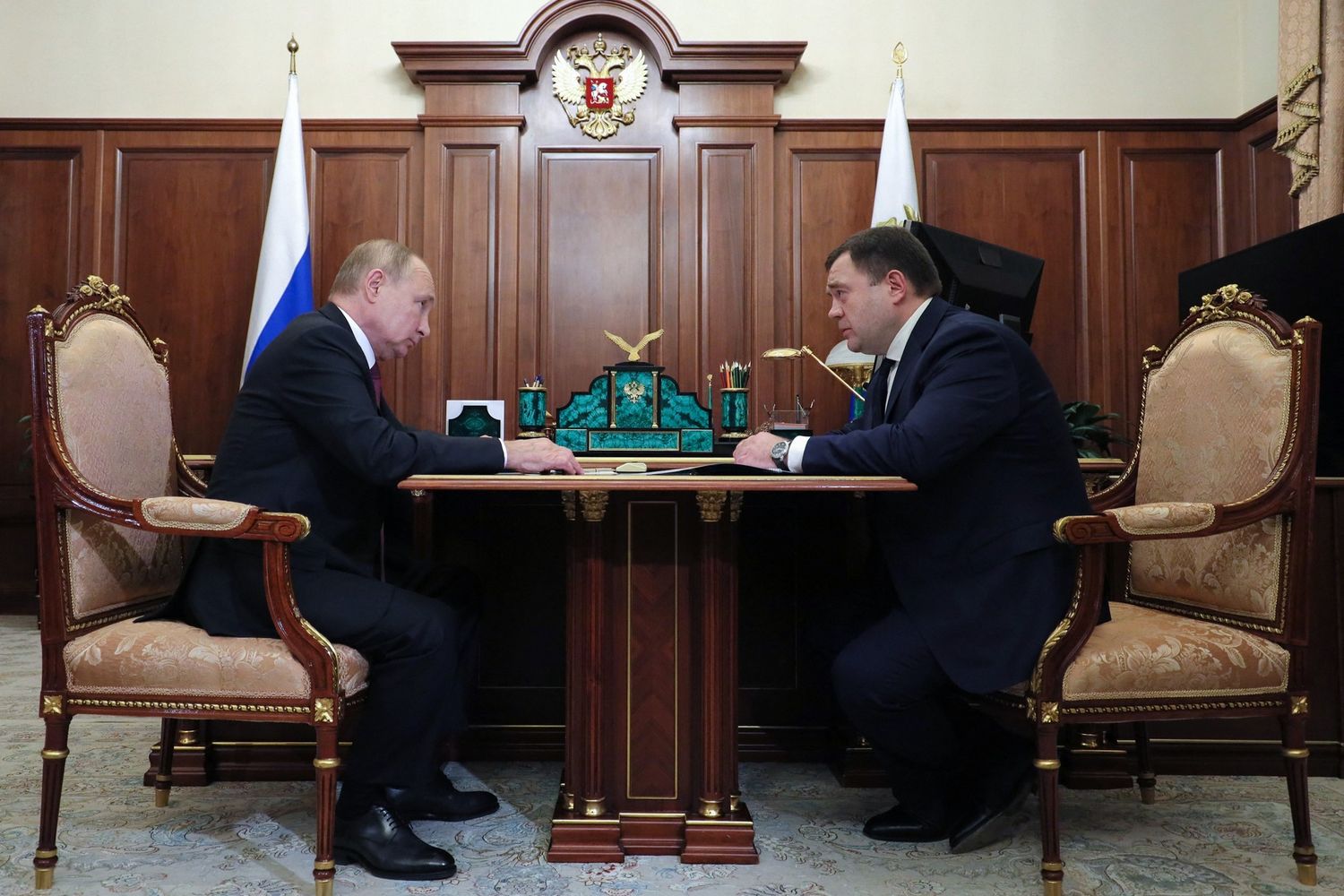 Putin con Freskov, presidente della banca Psb
