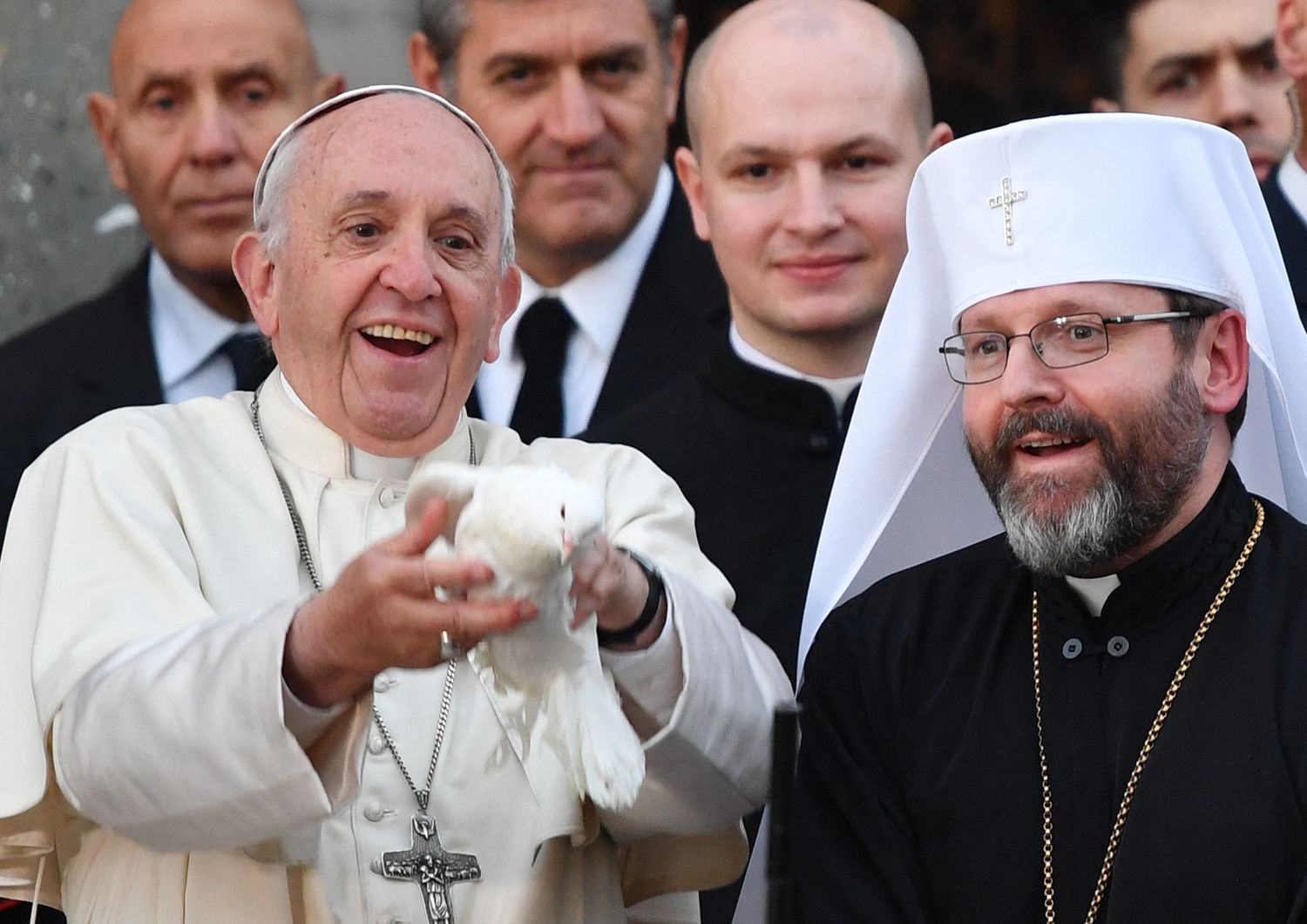 Papa Francesco con il patriarca greco cattolico ucraino&nbsp;Sviatoslav Shevchuk