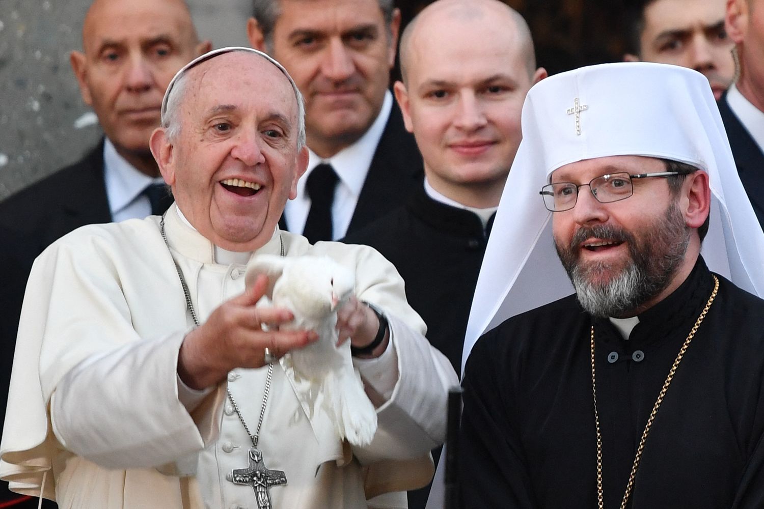 Papa Francesco con il patriarca greco cattolico ucraino&nbsp;Sviatoslav Shevchuk