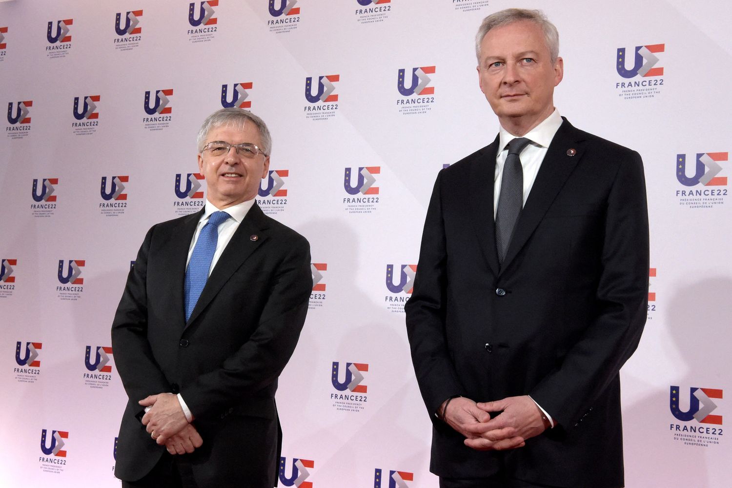 Il ministro dell'Economia Daniele Franco con l'omologo francese Bruno Le Maire in occasione dell'Ecofin&nbsp;