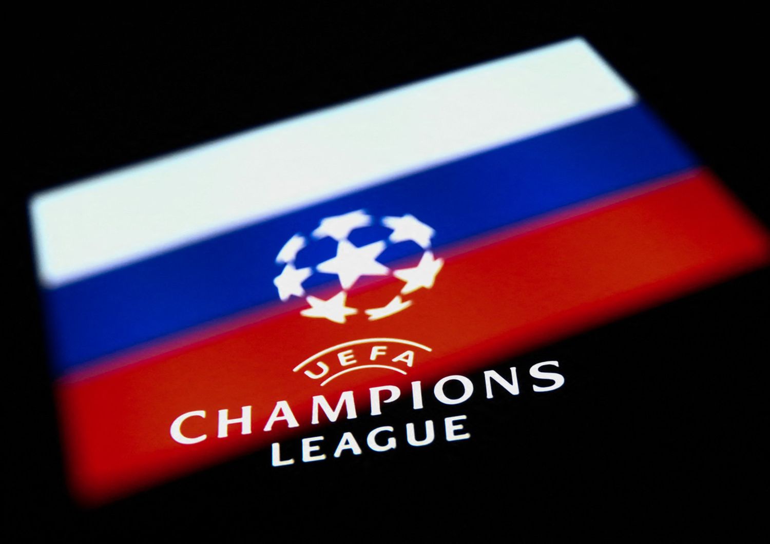 La bandiera della Russia con il oogo della Champions League&nbsp;