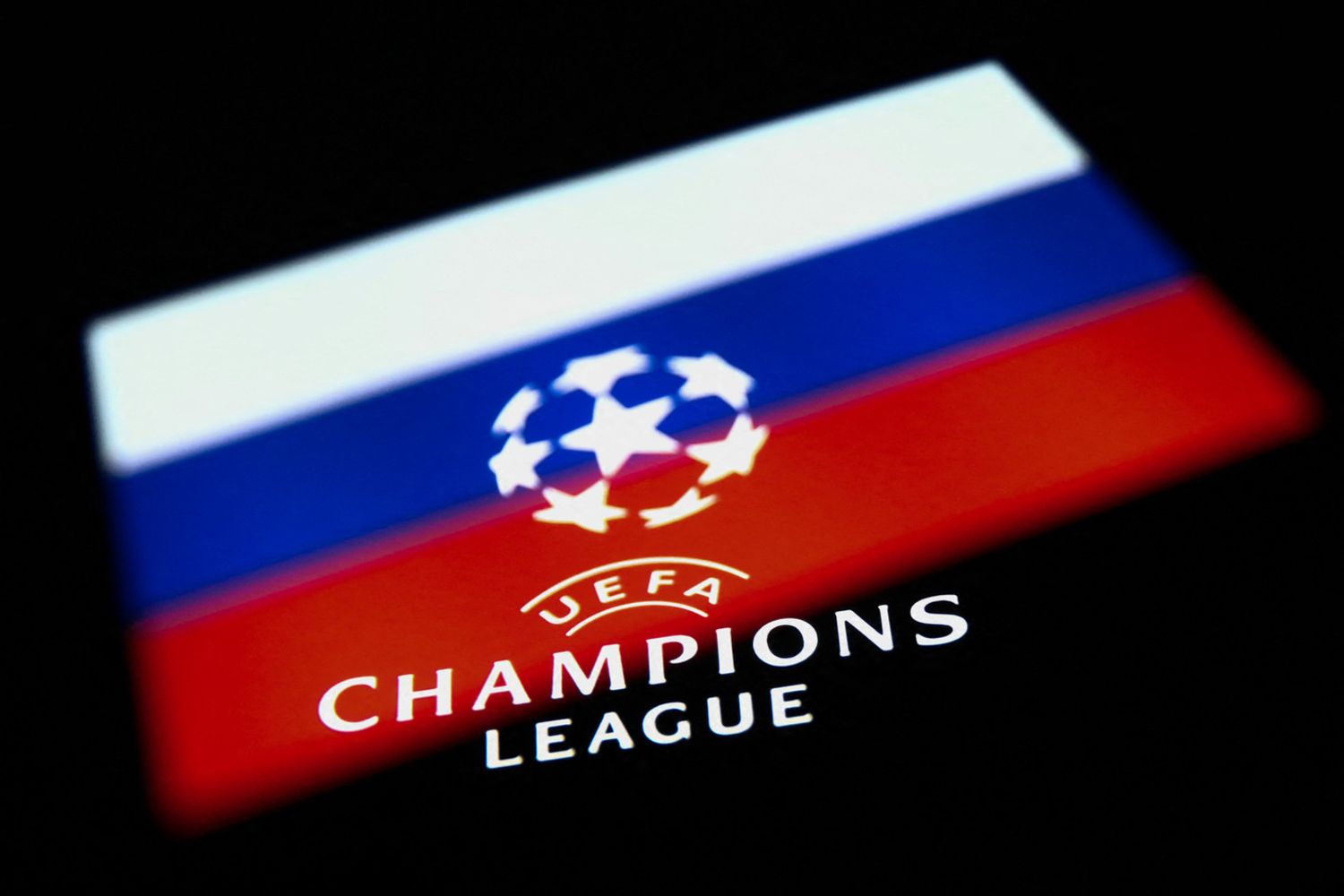 La bandiera della Russia con il oogo della Champions League&nbsp;