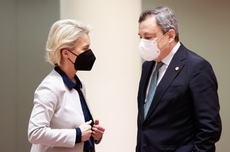 Il presidente della Commissione Europea, Ursula Von Der Leyen e il presidente del Consiglio, Mario Draghi