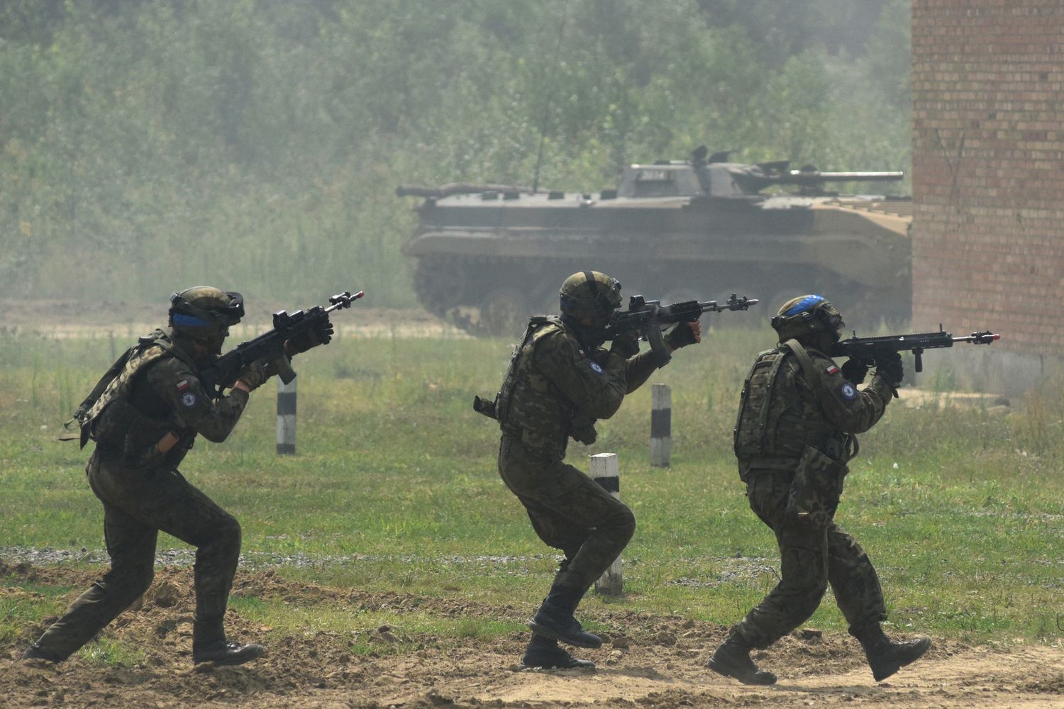 Un momento delle esercitazioni nella base militare di Yavoriv, lo scorso luglio, a cui presero parte soldati ucraini, polacchi e lituani