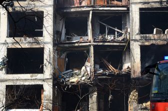 Un palazzo di Kiev distrutto dai bombardamenti