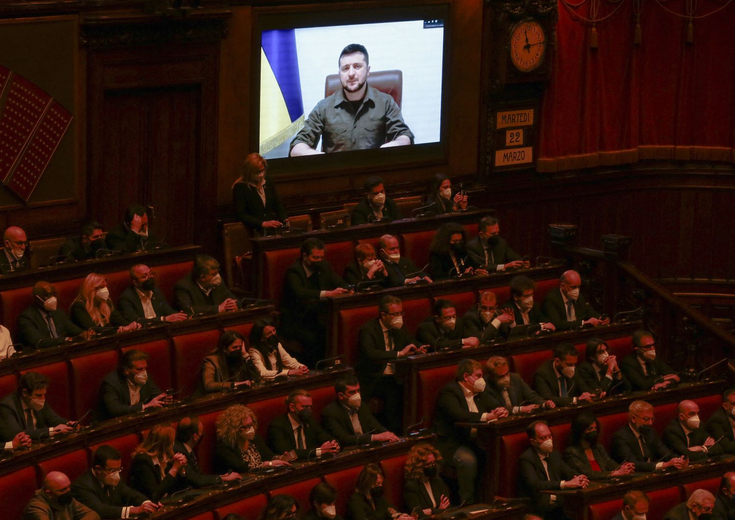 Il videointervento di Zelensky a Montecitorio