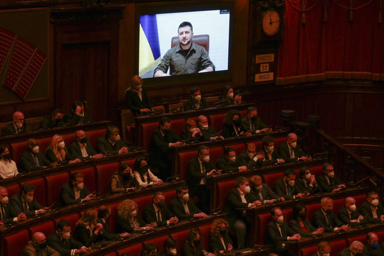Il videointervento di Zelensky a Montecitorio