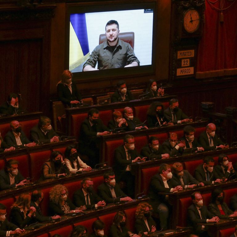 Il videointervento di Zelensky a Montecitorio