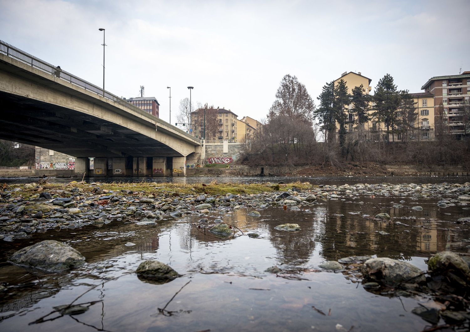 Il livello dell'acqua del Po a Torino&nbsp;