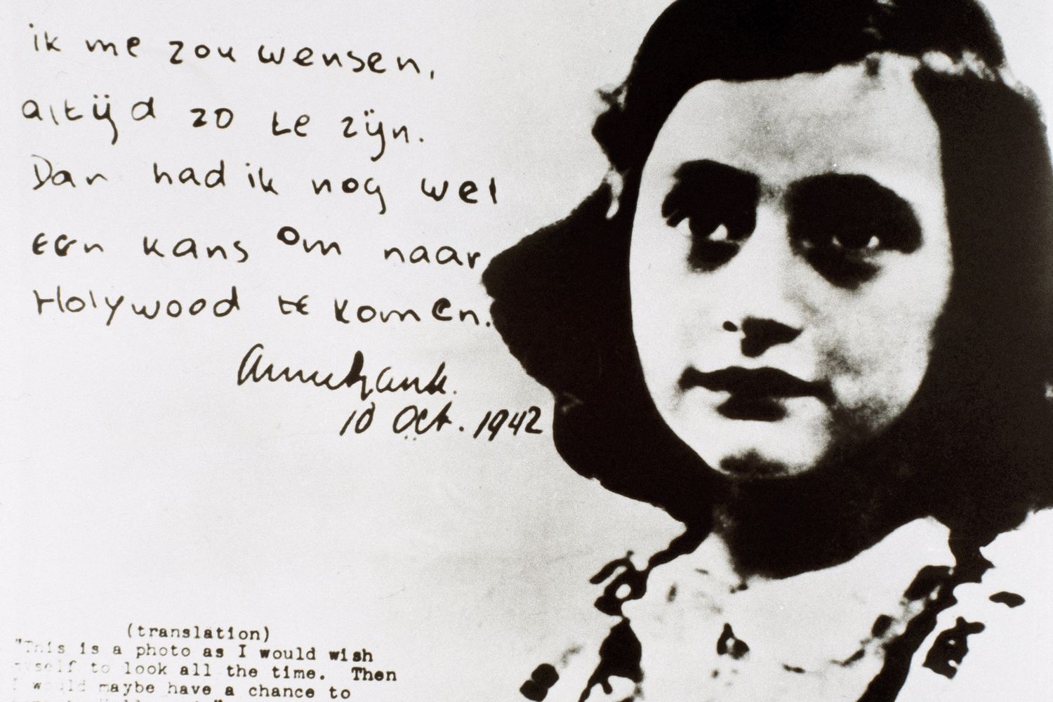 Estratto dal diario e ritratto di Anna Frank &nbsp;