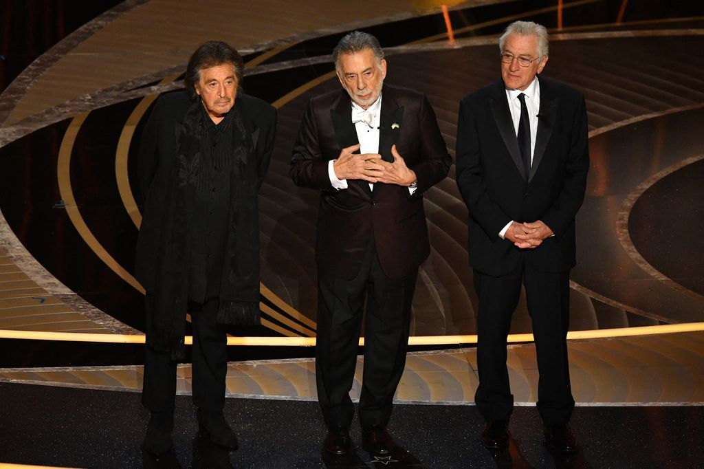 Al Pacino, Francis Ford Coppola e Robert De Niro nella notte degli Oscar 2022&nbsp;