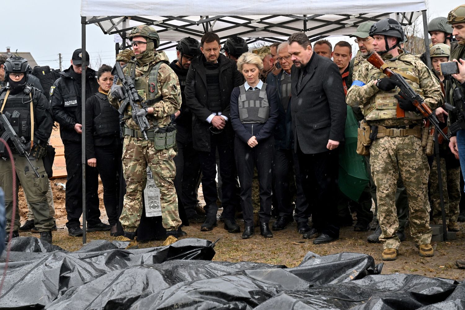 Ursula von der Leyen durante la visita in Ucraina in aprile